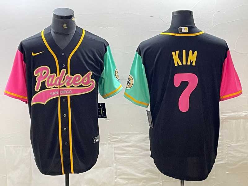 Men%27s San Diego Padres #7 Ha Seong Kim Black NEW 2023 City Connect Cool Base Stitched Jerseys